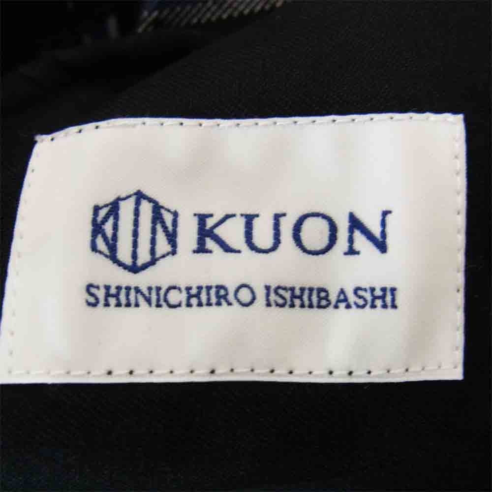 クオン 2002-CO0108 HOODED COAT 裂き織り ストライプ モッズコート ブラック系 M【新古品】【未使用】【中古】