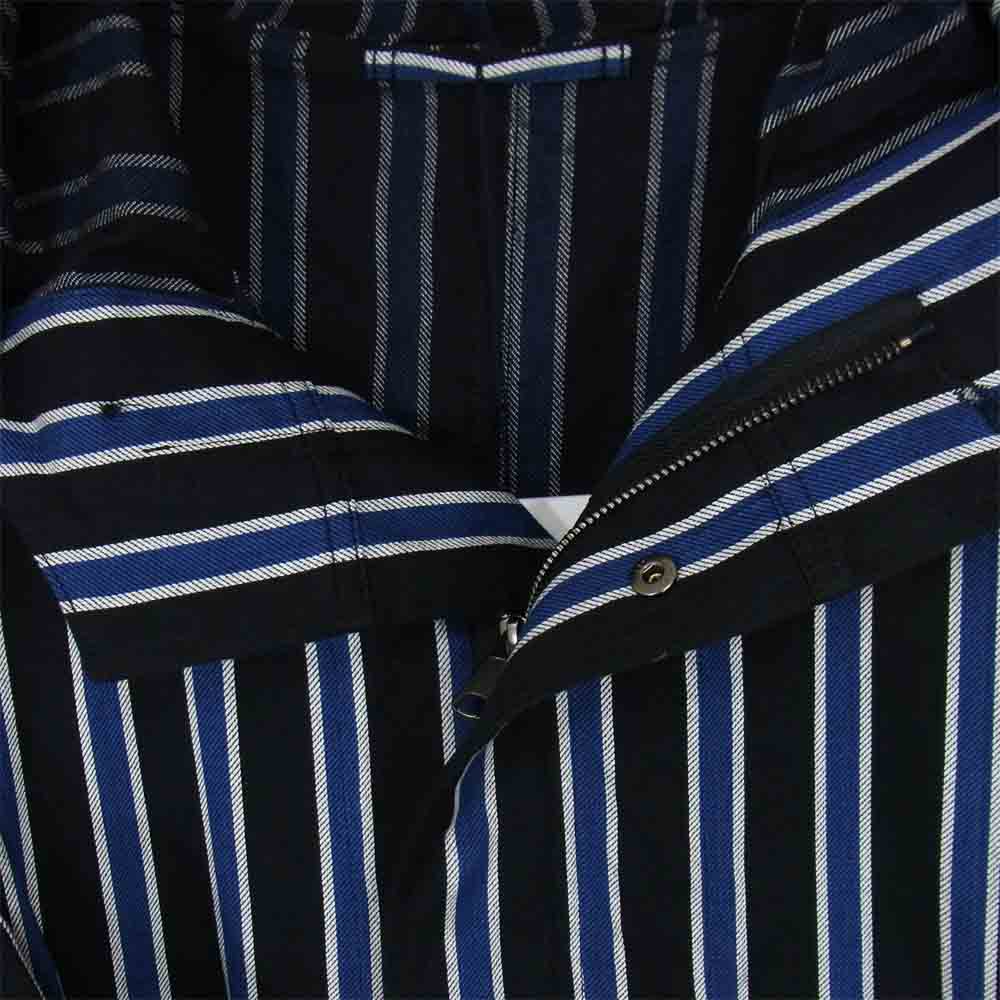 クオン 2002-CO0108 HOODED COAT 裂き織り ストライプ モッズコート ブラック系 L【新古品】【未使用】【中古】