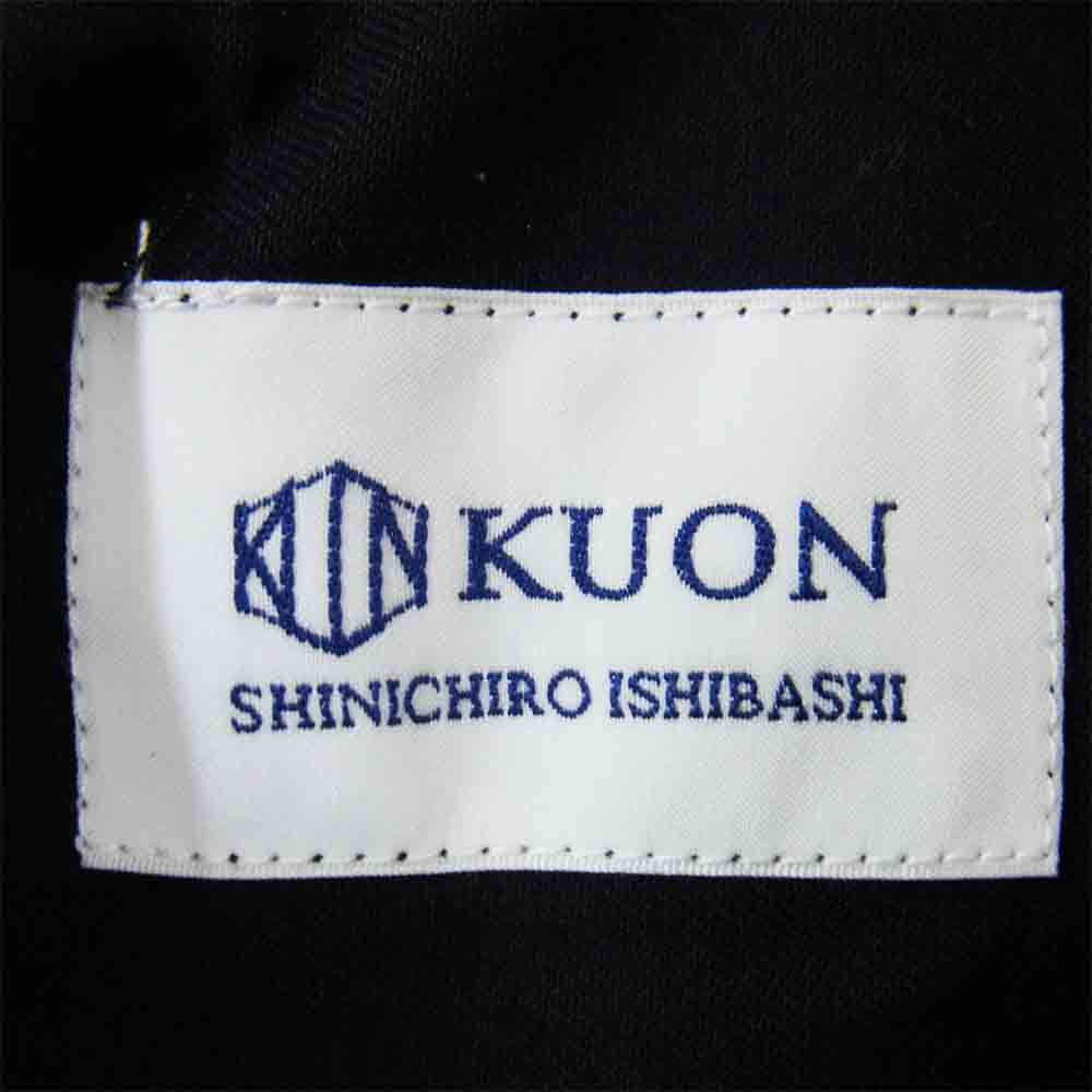 クオン 2002-CO0108 HOODED COAT 裂き織り ストライプ モッズコート ブラック系 L【新古品】【未使用】【中古】
