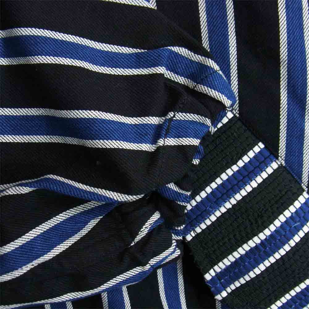 クオン 2002-CO0108 HOODED COAT 裂き織り ストライプ モッズコート ブラック系 L【新古品】【未使用】【中古】