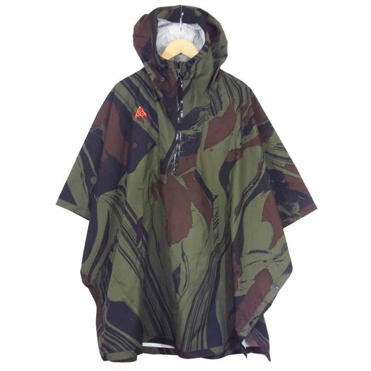 NIKE ナイキ ACG Fuji Allover Print Poncho プリント ハーフジップ ポンチョ ジャケット カーキ系 XS【中古】