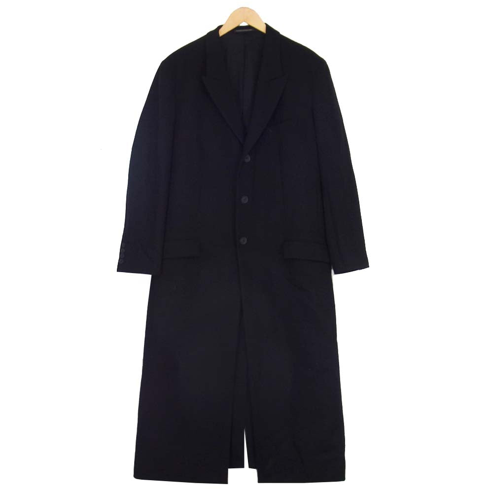 Yohji Yamamoto ヨウジヤマモト HR-J48-144 ロング シングル ピークドラペル ウール コート ブラック系【美品】【中古】