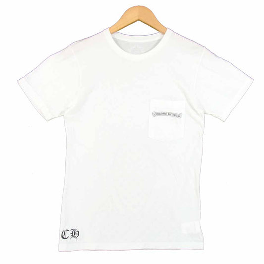 CHROME HEARTS クロムハーツ（原本無） 国内正規品 スクロール ラベル フレア プリント ポケット Tシャツ ホワイト系 S【中古】