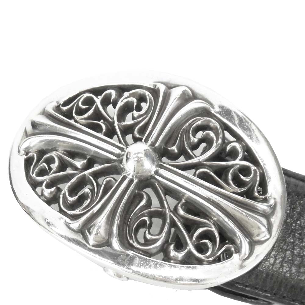 CHROME HEARTS クロムハーツ（原本無） 海外インボイス付属 クラシック オーバル バックル レザー ベルト ブラック系【中古】