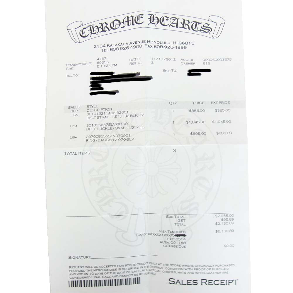 CHROME HEARTS クロムハーツ（原本無） 海外インボイス付属 クラシック オーバル バックル レザー ベルト ブラック系【中古】