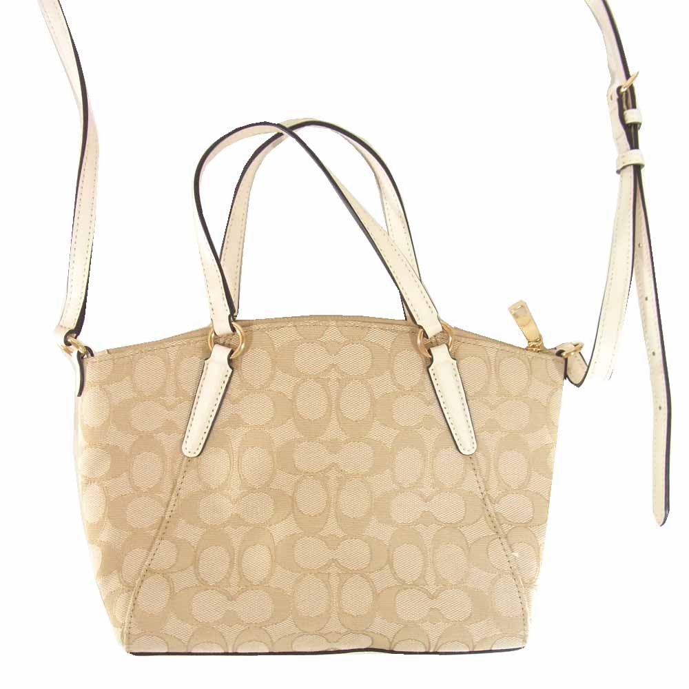 COACH コーチ F27580 シグネチャー 2way ショルダー バック ベージュ系【美品】【中古】