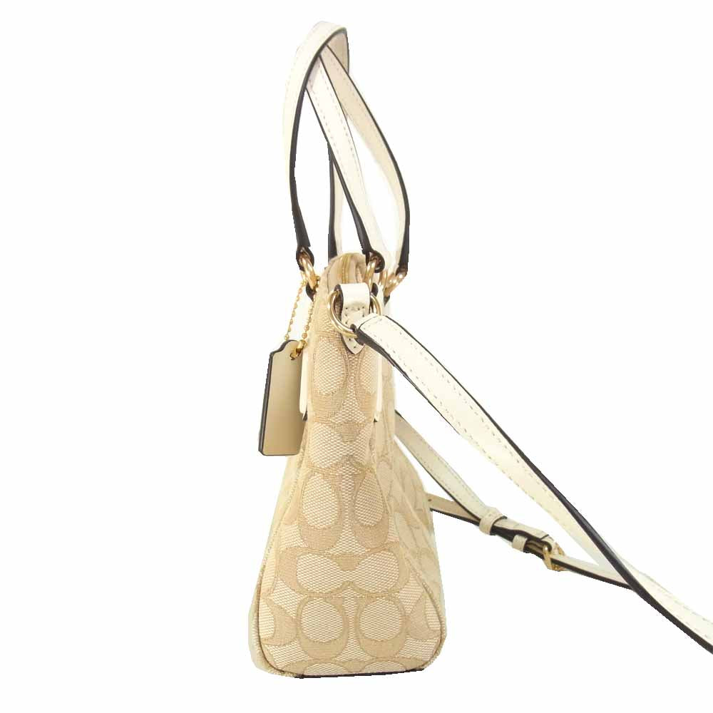 COACH コーチ F27580 シグネチャー 2way ショルダー バック ベージュ系【美品】【中古】