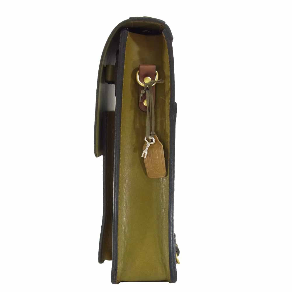 HERZ ヘルツ BC-58 タテ型 2way レザー バッグ HINOMOTO913 グリーン系【美品】【中古】