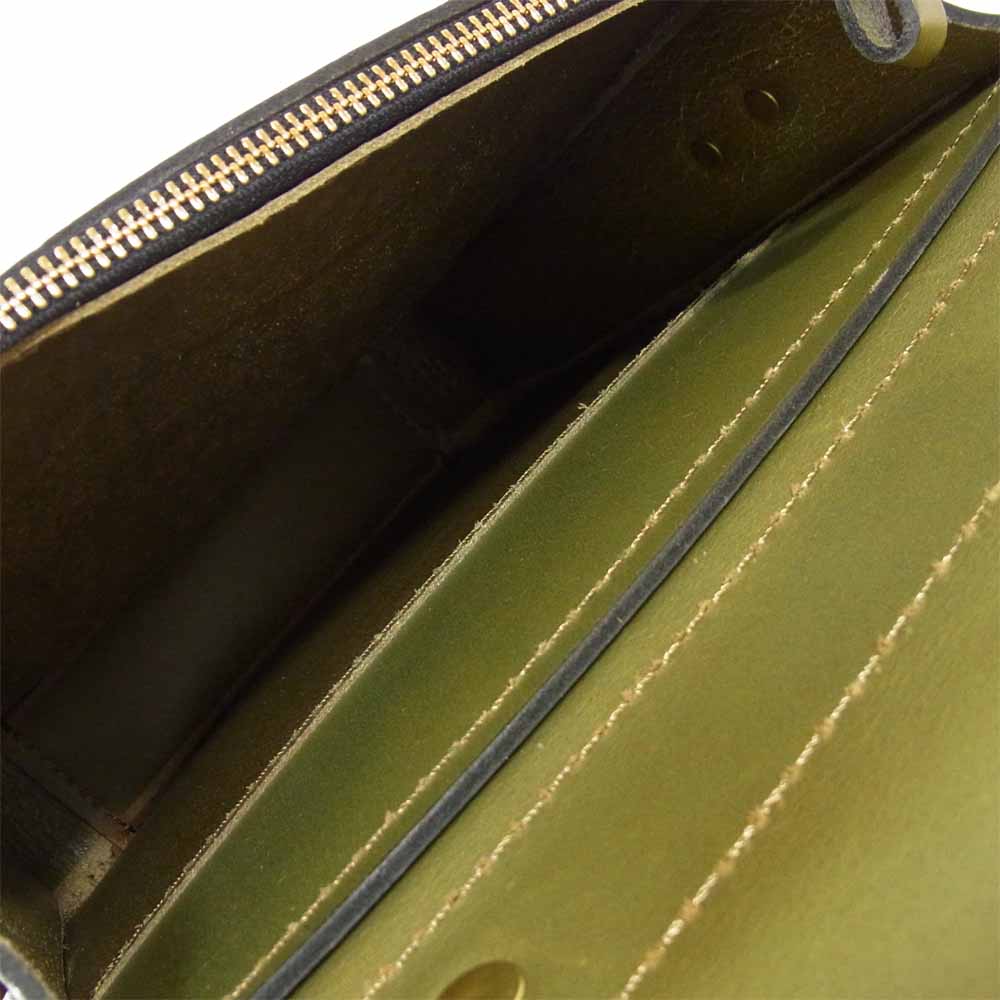 HERZ ヘルツ BC-58 タテ型 2way レザー バッグ HINOMOTO913 グリーン系【美品】【中古】