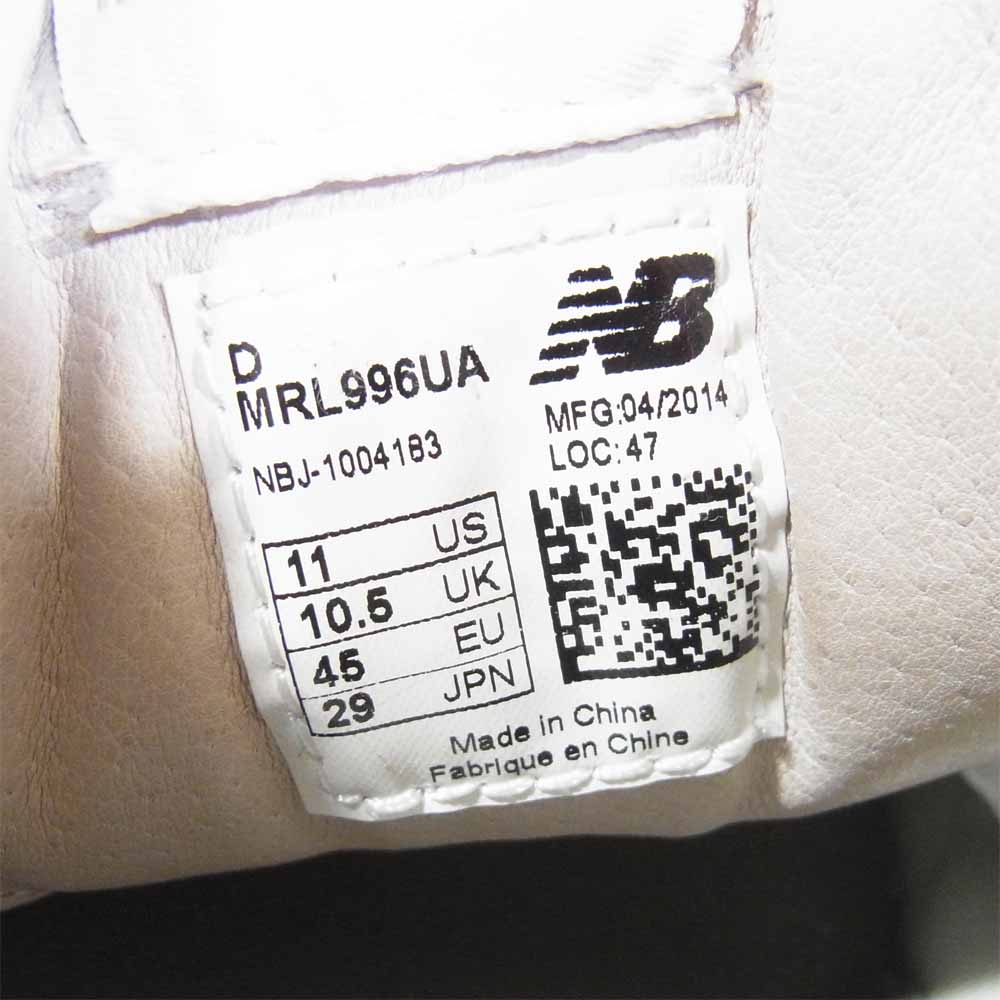 NEW BALANCE ニューバランス MRL996UA B&T ユナイテッドアローズ スニーカー シルバー系 US11【中古】