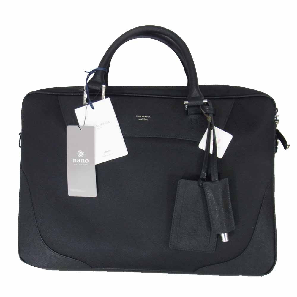 PELLE MORBIDA ペッレモルビダ PMO-CA102 CAPITANO キャピター 1ROOM ナイロン レザー ブリーフ ケース トート ショルダー バッグ ブラック系【新古品】【未使用】【中古】
