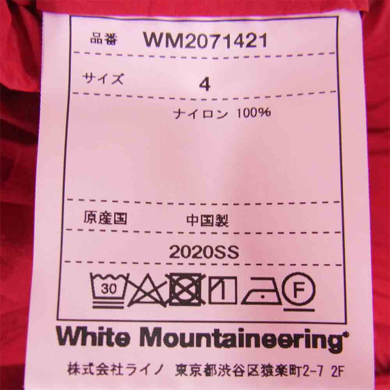 WHITE MOUNTAINEERING ホワイトマウンテニアリング WM2071421 × gramicci グラミチ GARMENT DYED EASY SHORT PANTS ショートパンツ  レッド系 4【美品】【中古】