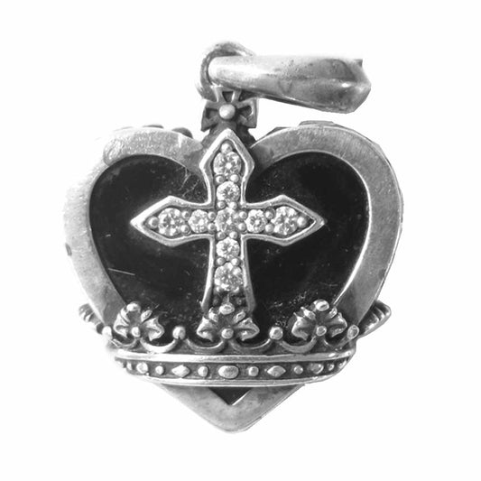 Justin Davis ジャスティンデイビス SPJ486 BLACK HEART ハート ペンダント シルバー系【中古】