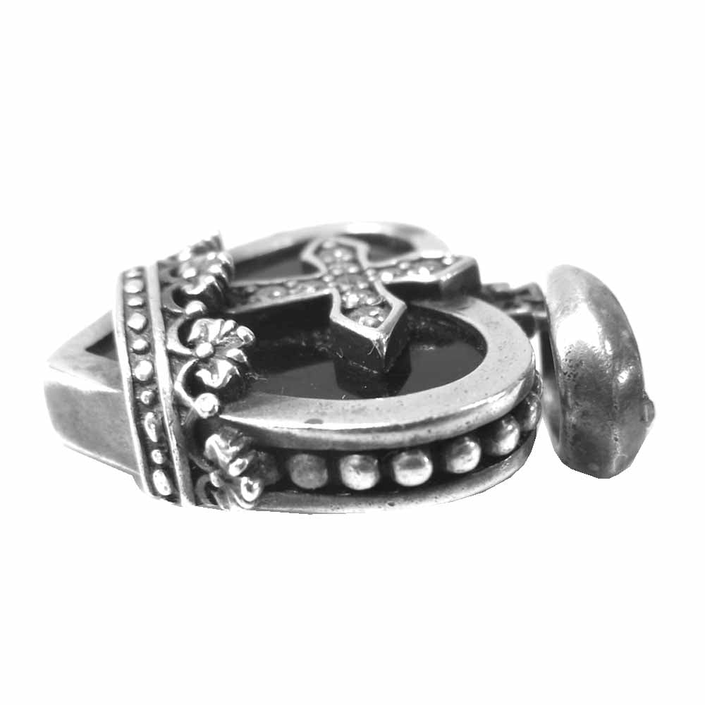 Justin Davis ジャスティンデイビス SPJ486 BLACK HEART ハート ペンダント シルバー系【中古】