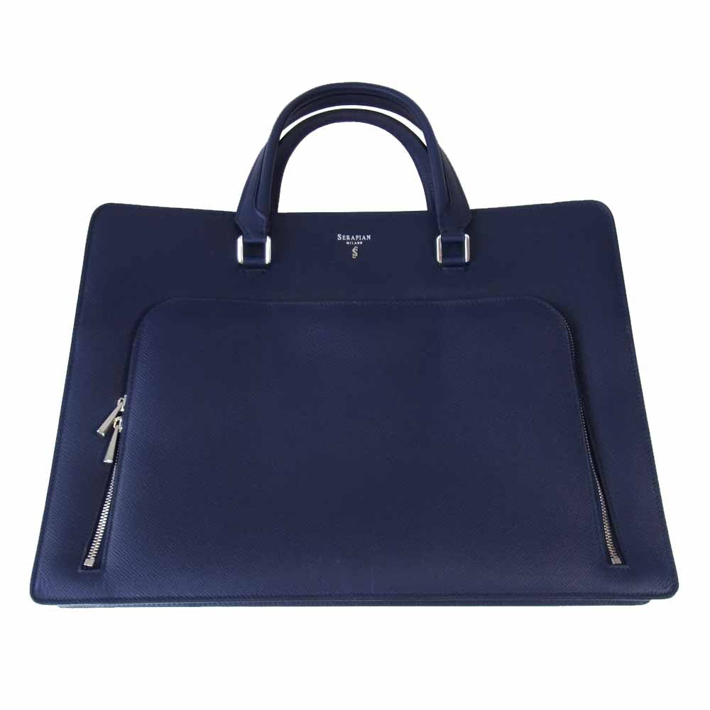 セラピアン 2way トート ショルダー ビジネス バッグ ネイビー系【美品】【中古】