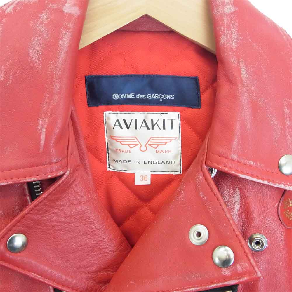 COMME des GARCONS コムデギャルソン KJ-J006 LEWIS LEATHERS ルイスレザー AD2012 LIGHTNING FOREVER ライトニング ダブルライダース レッド系 36【美品】【中古】
