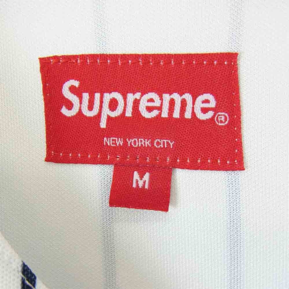 Supreme シュプリーム 20SS Rhinestone Baseball Jersey Pinstripe ストライプ ラインストーン ベースボール シャツ ホワイト系 M【極上美品】【中古】