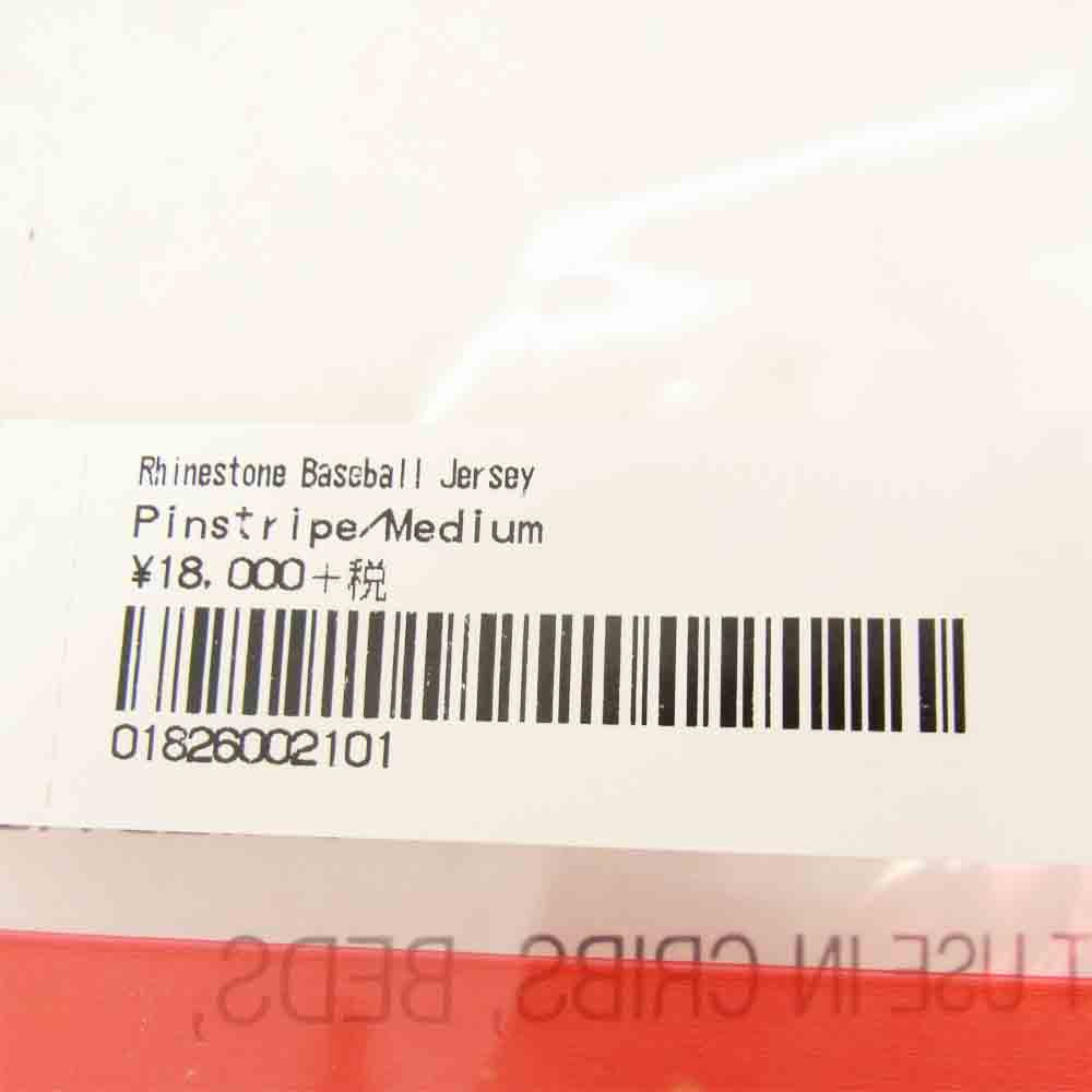 Supreme シュプリーム 20SS Rhinestone Baseball Jersey Pinstripe ストライプ ラインストーン ベースボール シャツ ホワイト系 M【極上美品】【中古】