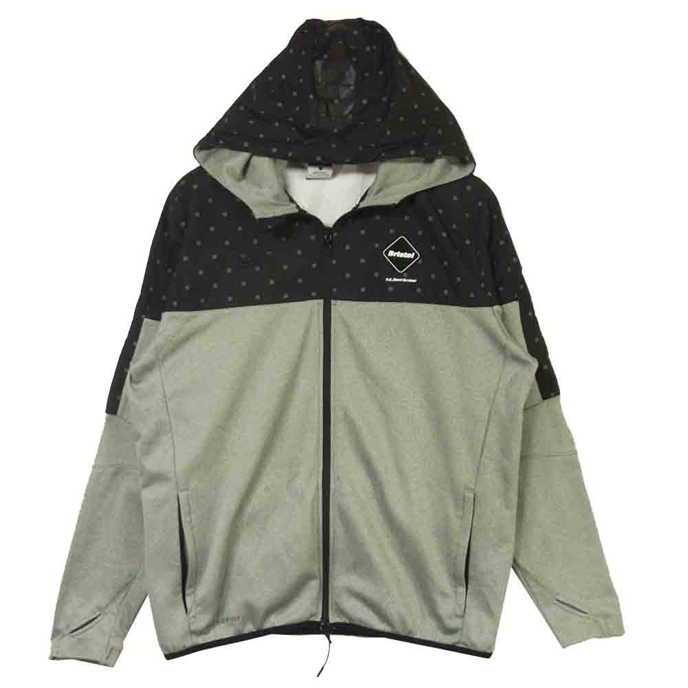 F.C.R.B. エフシーアールビー 789525-060 NIKE ナイキ SWEAT HOODIE ドット 切替 パーカー グレー系 ブラック系 XL【中古】