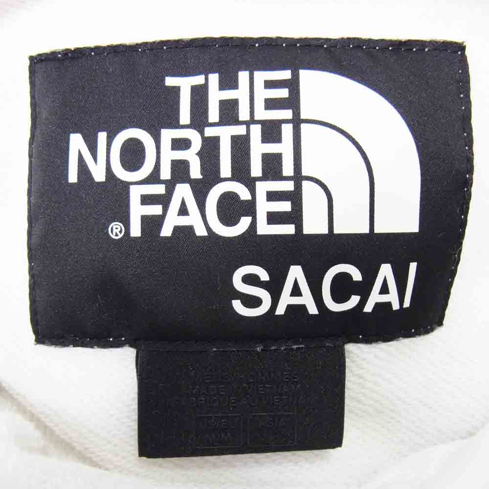 THE NORTH FACE ノースフェイス NT6175SA × sacai サカイ 切替 プルオーバー パーカー ホワイト系 L【中古】