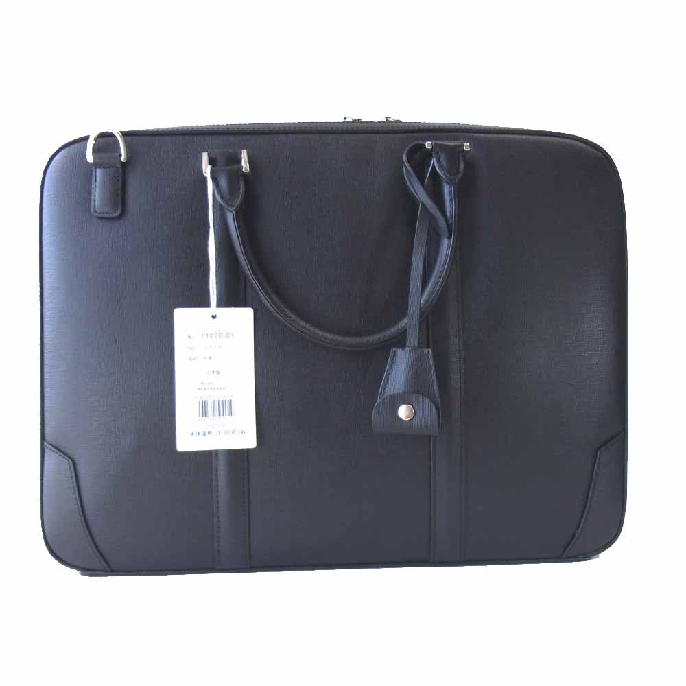 チマブエ 11070 2way レザー トート ショルダー バッグ ブリーフケース ブラック系【新古品】【未使用】【中古】