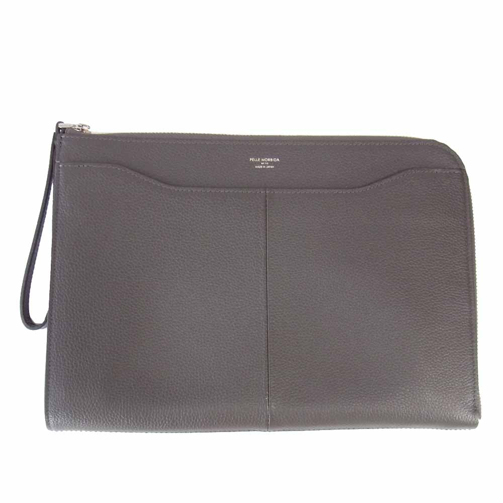 PELLE MORBIDA ペッレモルビダ PM-ST009C レザー クラッチ バッグ グレー系【新古品】【未使用】【中古】