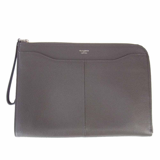 PELLE MORBIDA ペッレモルビダ PM-ST009C レザー クラッチ バッグ グレー系【新古品】【未使用】【中古】