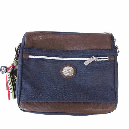 Orobianco オロビアンコ 92238 SARANGINO-C JEANS ジーンズ調 ショルダー バッグ 紺×茶【新古品】【未使用】【中古】