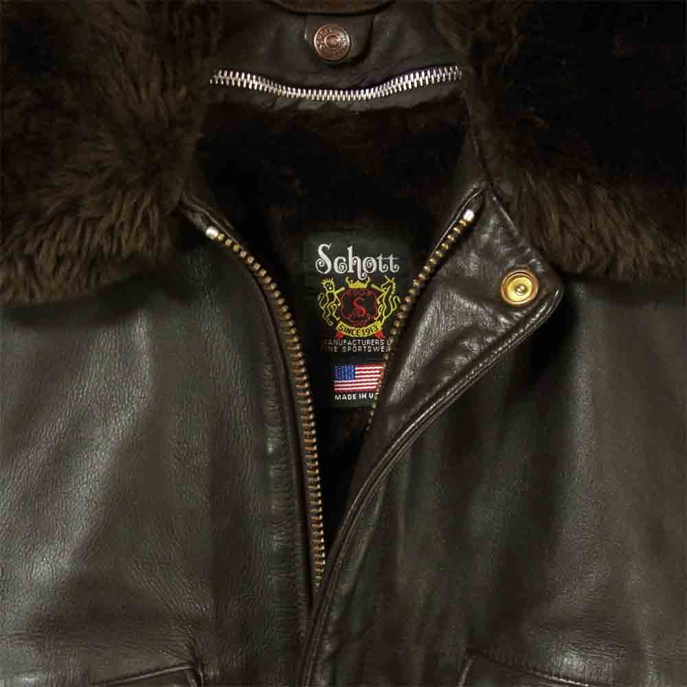 schott ショット 174US USA製 国内正規品 A-2 レザー ボンバー ジャケット ライナー付 ダークブラウン系 38【中古】