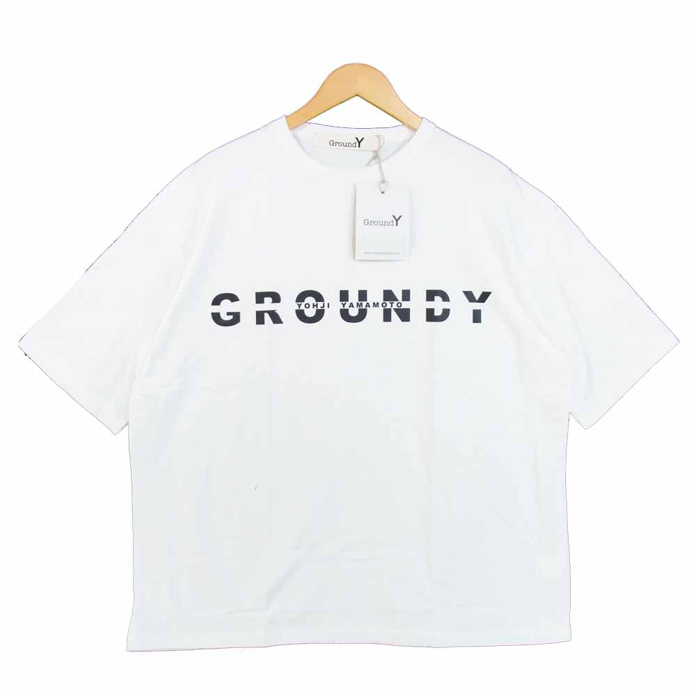 Yohji Yamamoto ヨウジヤマモト GN-T55-076-2 Ground Y グラウンドワイ ロゴ 半袖 Tシャツ ホワイト系 4【新古品】【未使用】【中古】