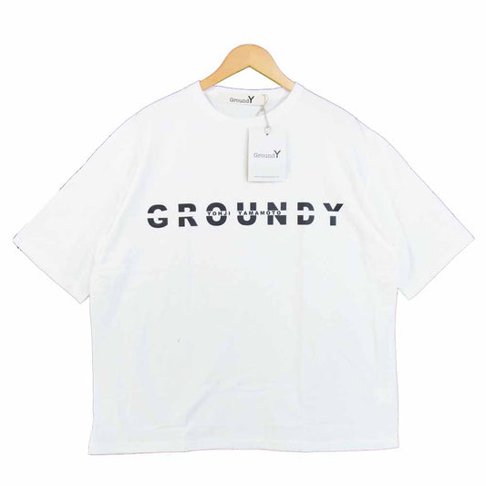 Yohji Yamamoto ヨウジヤマモト GN-T55-076-2 Ground Y グラウンドワイ ロゴ 半袖 Tシャツ ホワイト系 4【新古品】【未使用】【中古】