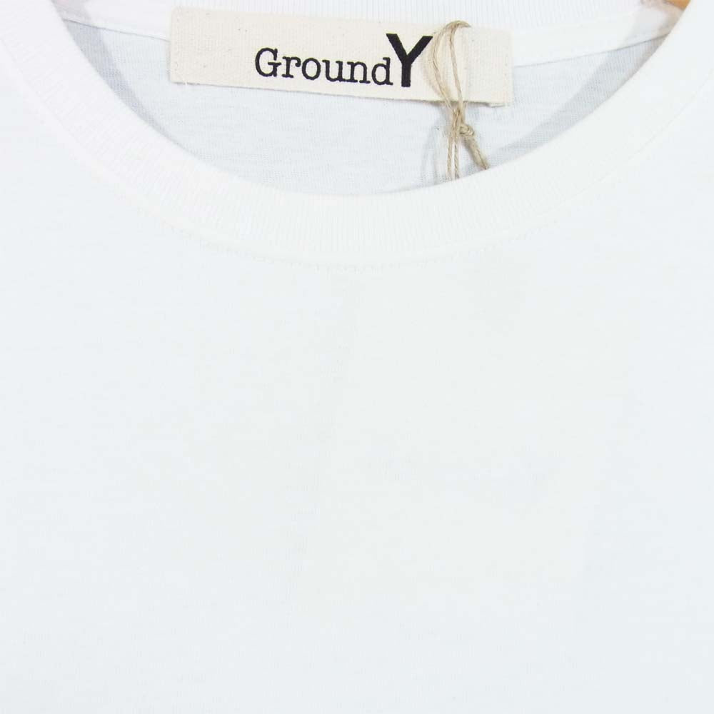 Yohji Yamamoto ヨウジヤマモト GN-T55-076-2 Ground Y グラウンドワイ ロゴ 半袖 Tシャツ ホワイト系 4【新古品】【未使用】【中古】