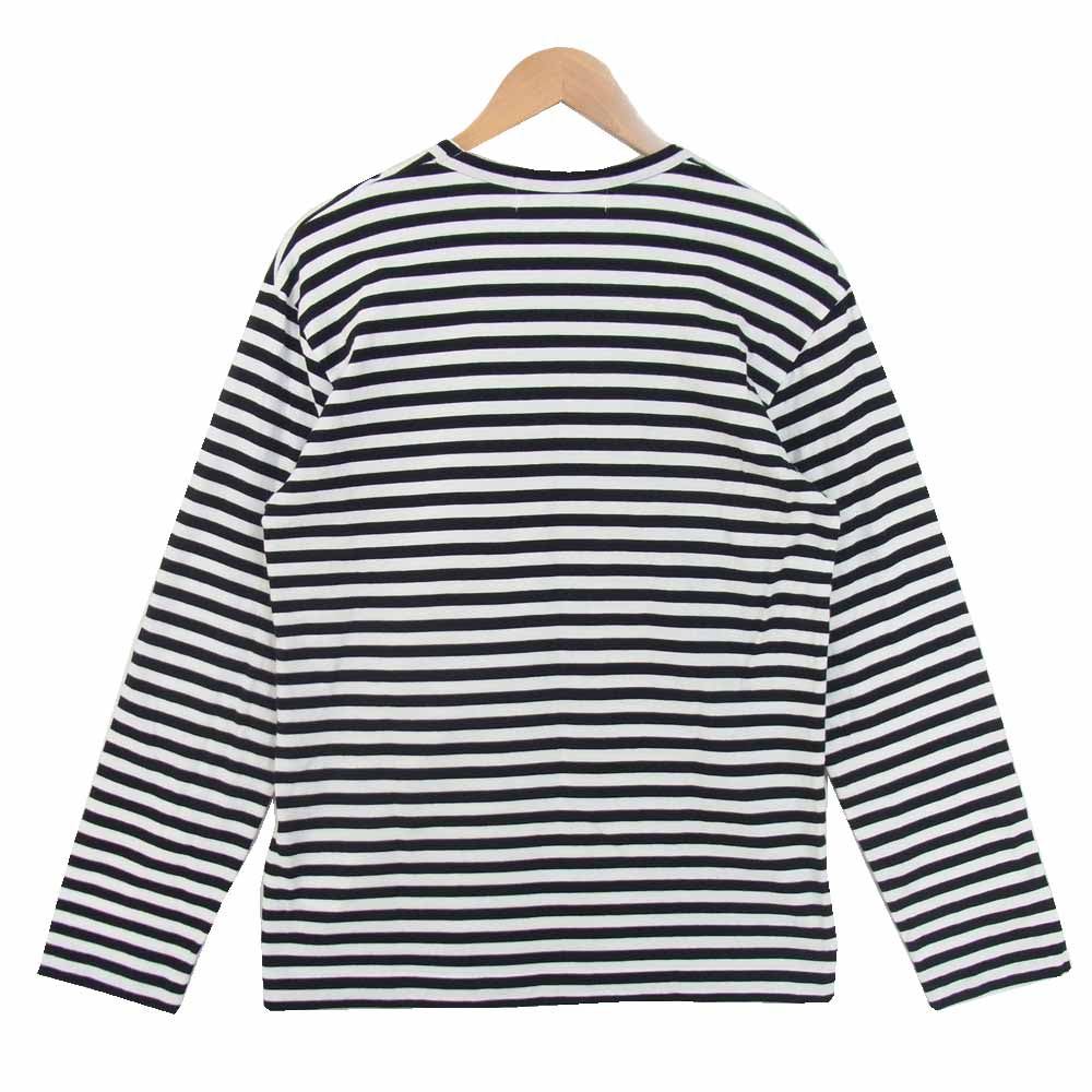 COMME des GARCONS コムデギャルソン 20SS SZ-T042 エアロゴライン ボーダー プリント 長袖 Tシャツ 白×黒系 L【美品】【中古】
