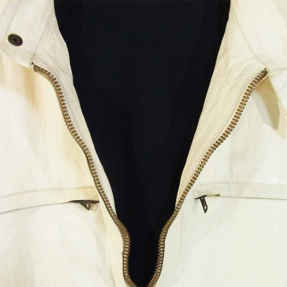 Salvatore Ferragamo サルヴァトーレフェラガモ SS10 ラムレザー 羊革 シングル ライダース ジャケット オフホワイト系 48【新古品】【未使用】【中古】