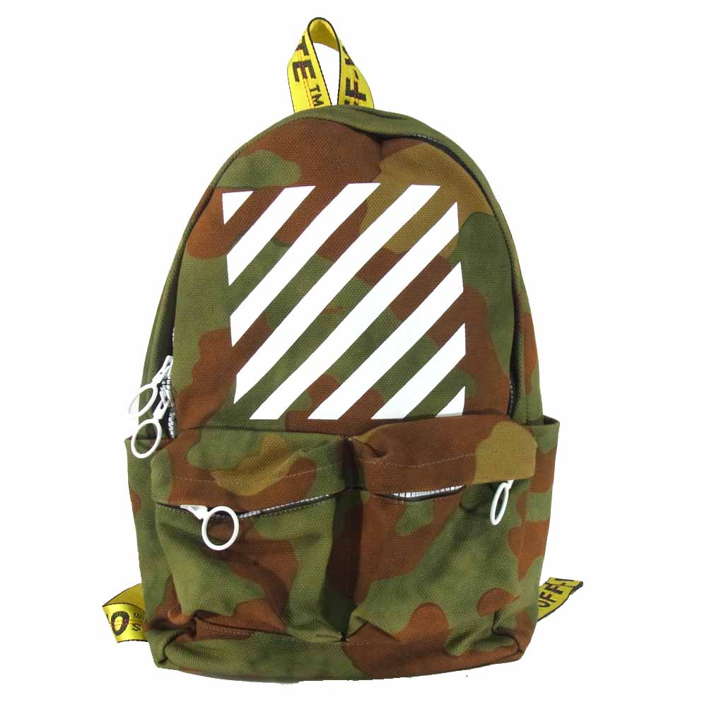 OFF-WHITE オフホワイト OMNB003F17580079 Diag Camo Backpack カモフラージュ バックパック カーキ系【極上美品】【中古】