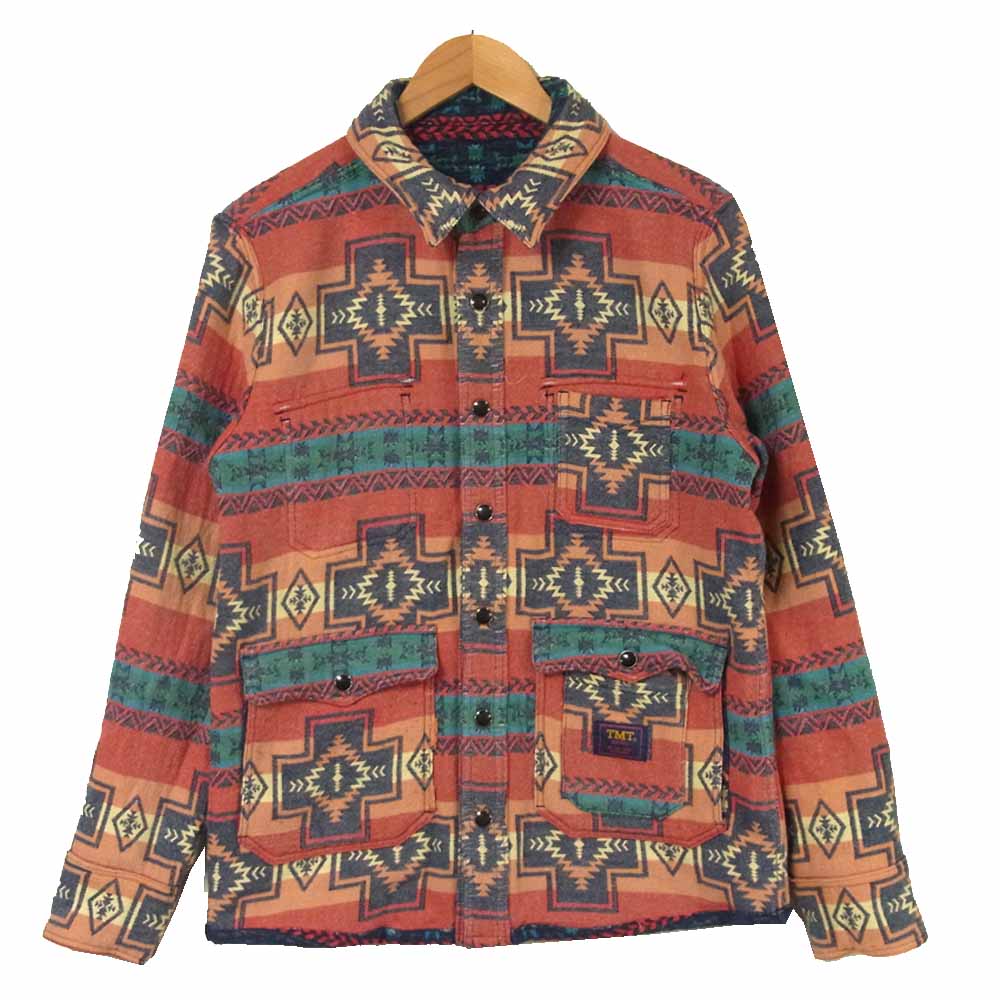 TMT ティーエムティー NATIVE HUNTER JKT ネイティブ ハンター シャツ ジャケット リバーシブル ネイビー系 レッド系 L【中古】