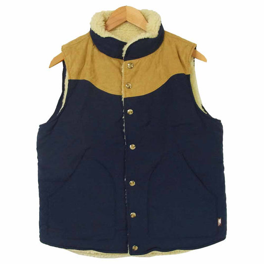 TMT ティーエムティー TJK-F1802 ONIBEGIE DYED NYLON REVERSIBLE DOWN VEST ボア ダウン ベスト ブラウン系 ネイビー系 L【美品】【中古】