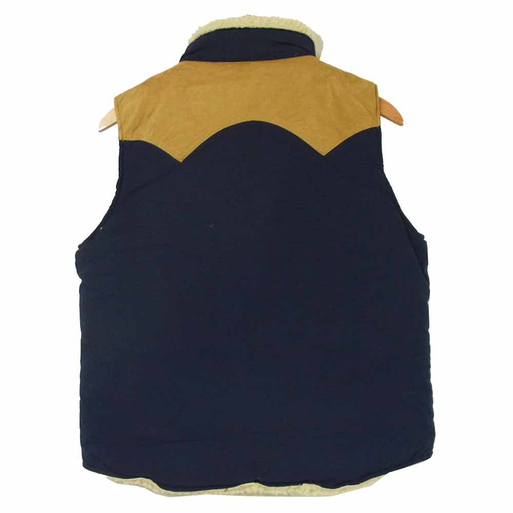 TMT ティーエムティー TJK-F1802 ONIBEGIE DYED NYLON REVERSIBLE DOWN VEST ボア ダウン ベスト ブラウン系 ネイビー系 L【美品】【中古】