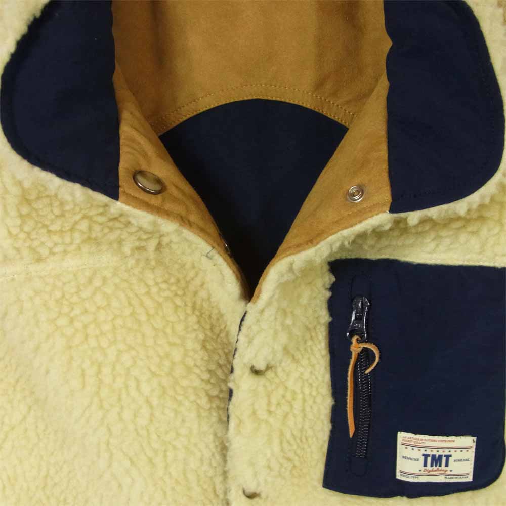 TMT ティーエムティー TJK-F1802 ONIBEGIE DYED NYLON REVERSIBLE DOWN VEST ボア ダウン ベスト ブラウン系 ネイビー系 L【美品】【中古】