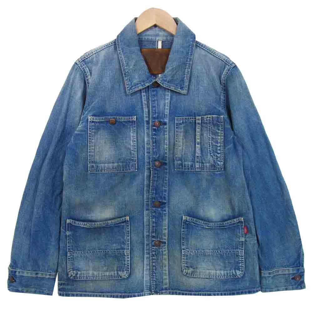 TMT ティーエムティー TJK-S1605 LIGHT DENIM VINTAGE COVERALL USED加工 デニム ジャケット インディゴブルー系 L【中古】