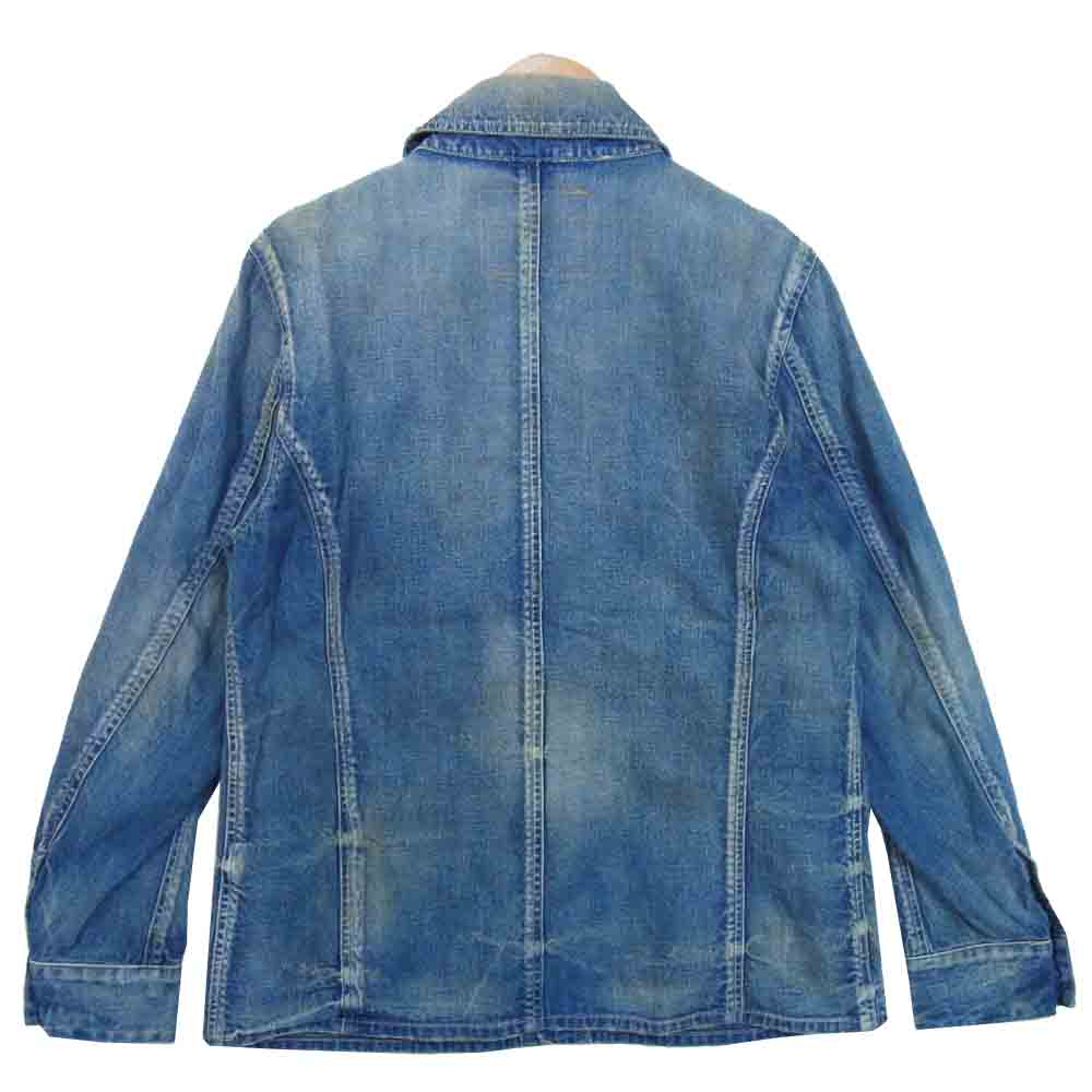 TMT ティーエムティー TJK-S1605 LIGHT DENIM VINTAGE COVERALL USED加工 デニム ジャケット インディゴブルー系 L【中古】