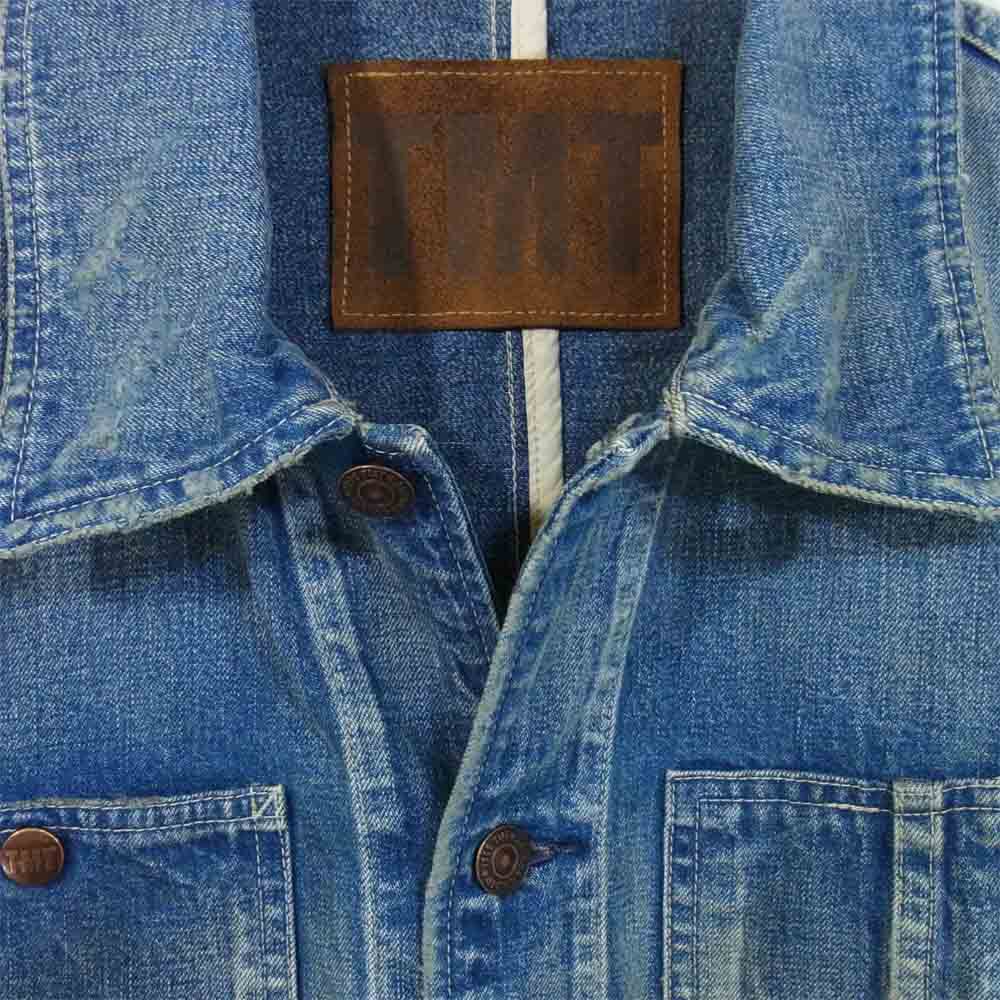 TMT ティーエムティー TJK-S1605 LIGHT DENIM VINTAGE COVERALL USED加工 デニム ジャケット インディゴブルー系 L【中古】