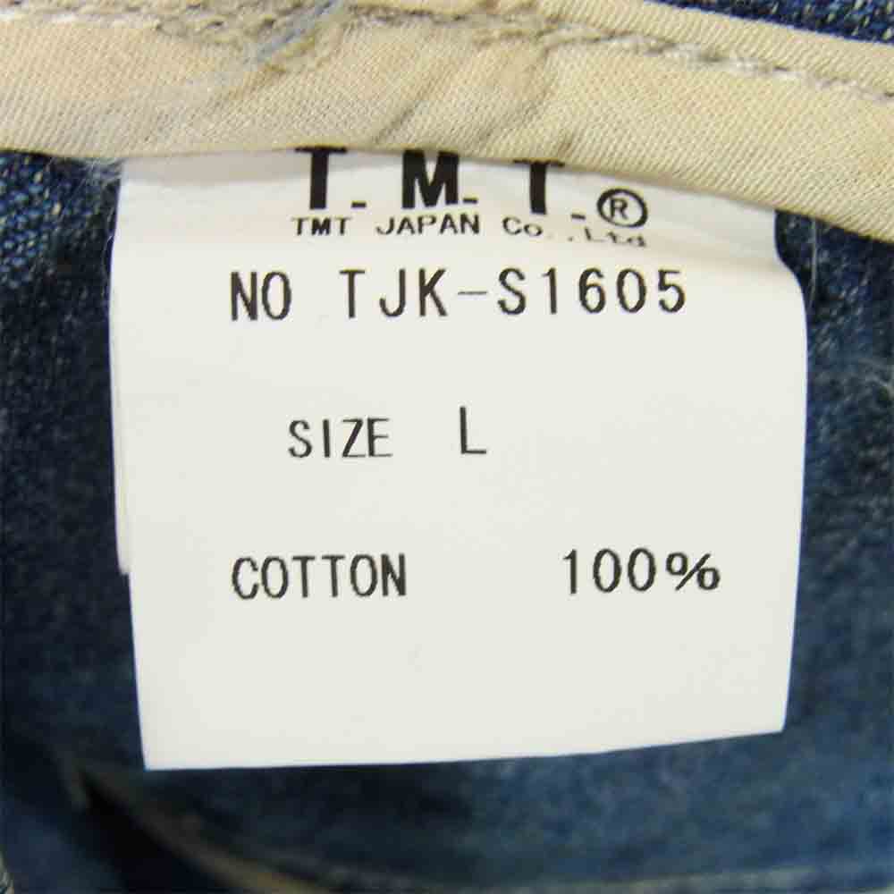 TMT ティーエムティー TJK-S1605 LIGHT DENIM VINTAGE COVERALL USED加工 デニム ジャケット インディゴブルー系 L【中古】