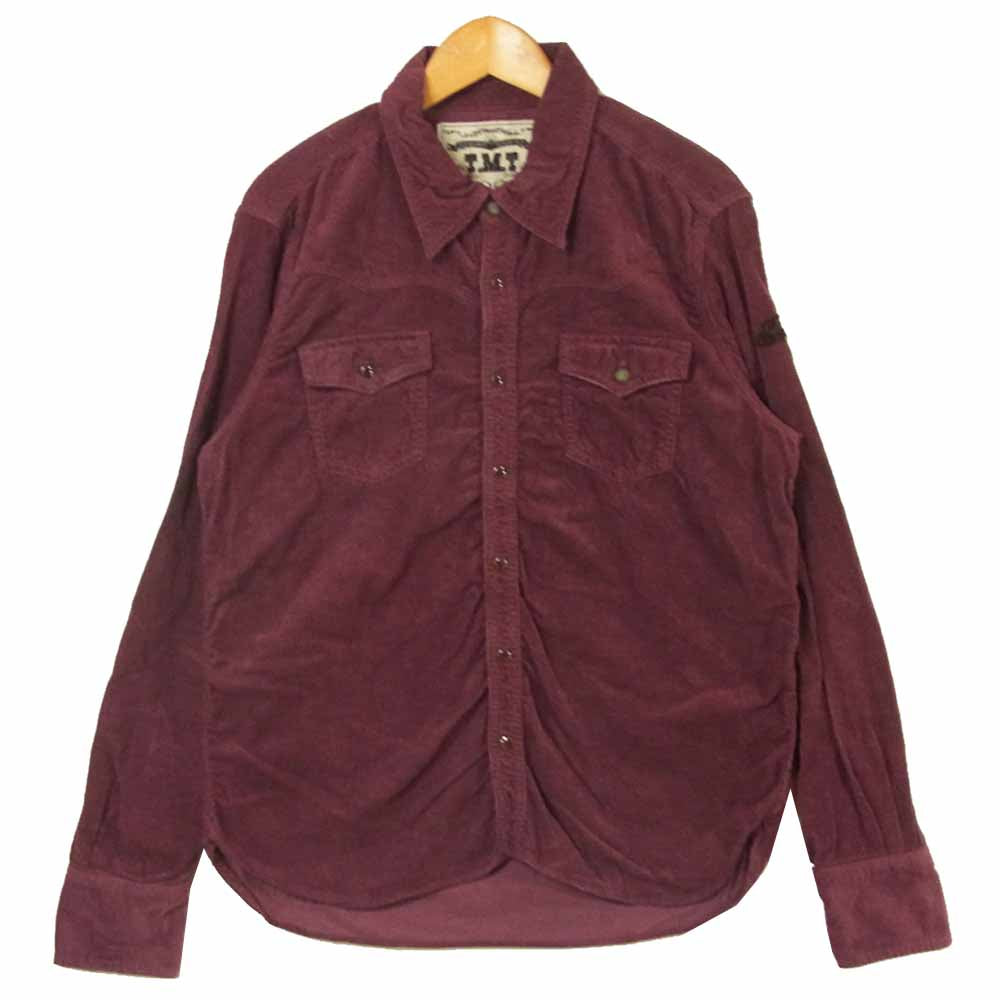 TMT ティーエムティー TSH-F1712 GARMENT DYE CORDUROY SHIRTS コーデュロイ 長袖 シャツ ワインレッド系 L【美品】【中古】