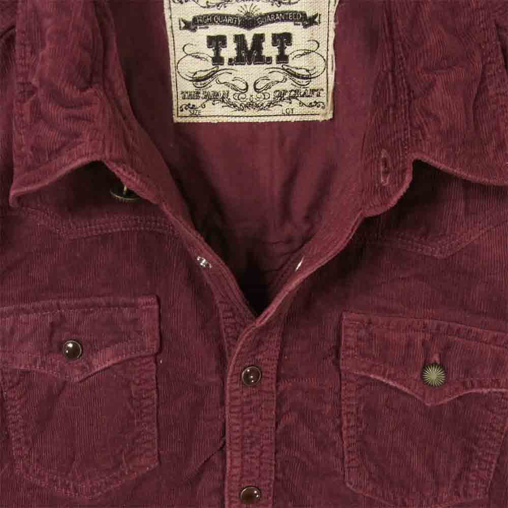 TMT ティーエムティー TSH-F1712 GARMENT DYE CORDUROY SHIRTS コーデュロイ 長袖 シャツ ワインレッド系 L【美品】【中古】