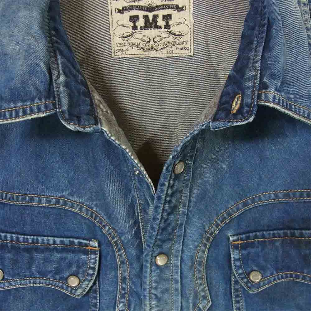 TMT ティーエムティー TSH-S1801 SILK DENIM VINTAGE PROCESSING SHIRTS デニム シャツ インディゴブルー系 L【中古】