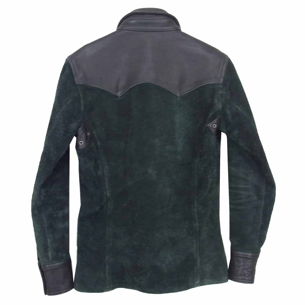 BACKBONE バックボーン 2922 スエード 切替 ウエスタンレザージャケット グリーン系 S【中古】