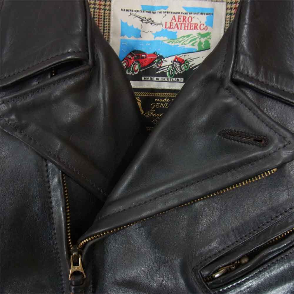 AERO LEATHER エアロレザー 茶芯 BOOTLEGGER STF ブートレガー スーパータイトフィット ホースハイド ライダース ジャケット ブラック系 34【中古】