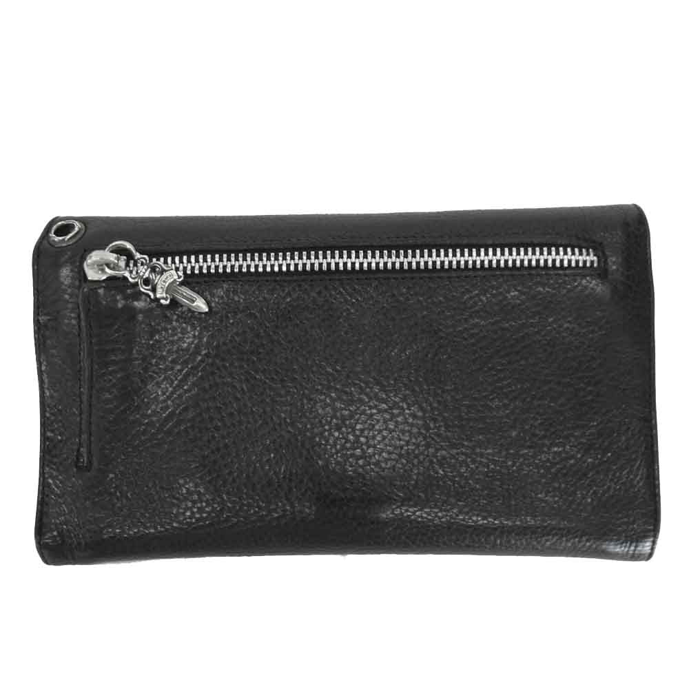 CHROME HEARTS クロムハーツ（原本有） WAVE CROSS BTN CHクロスボタン ウェーブ ウォレット ブラック系【中古】