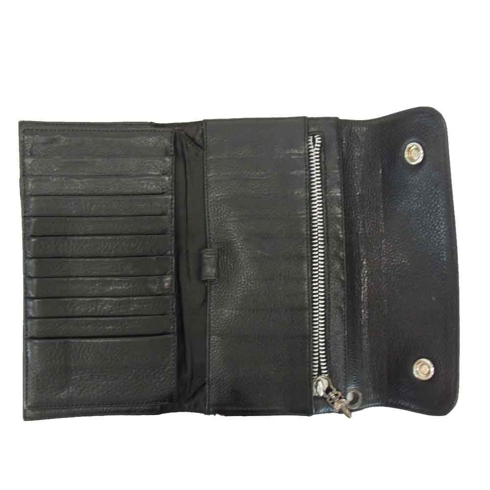 CHROME HEARTS クロムハーツ（原本有） WAVE CROSS BTN CHクロスボタン ウェーブ ウォレット ブラック系【中古】